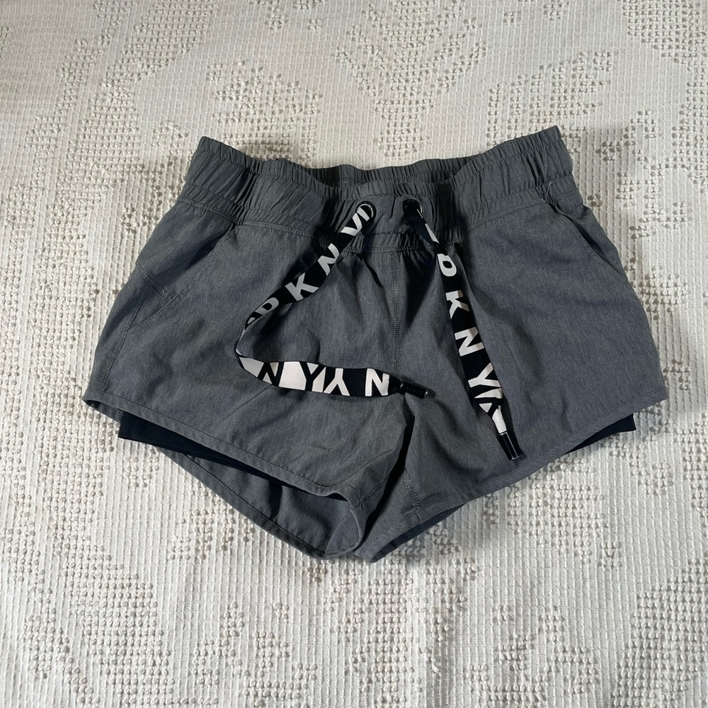 DKNY Charcoal Elastic Waist Athletic Drawstring Shorts